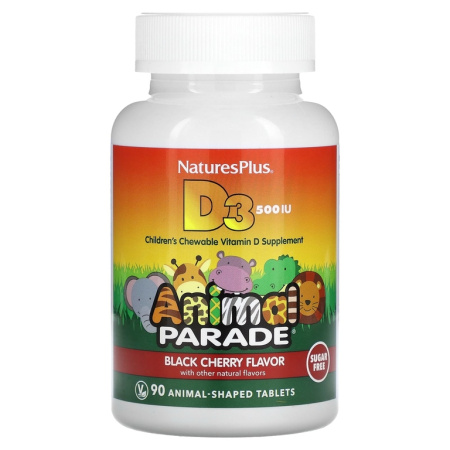 Animal Parade Витамин D3 500 МЕ жевательные вкус вишни 90 таб. без сахара