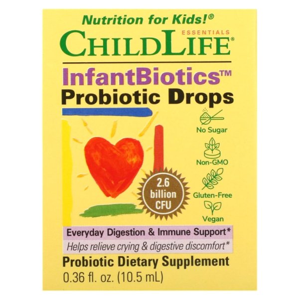 ChildLife, Essentials, InfantBiotics, пробиотические капли, 2,6 млрд КОЕ, 10,5 мл