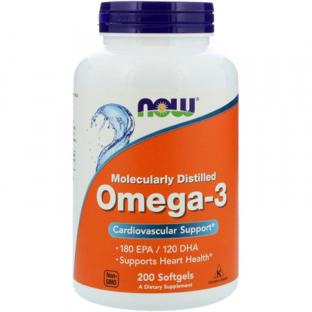 NOW Омега-3, 1000 мг (NOW Omega-3) (капсулы массой 1382 мг), 200шт